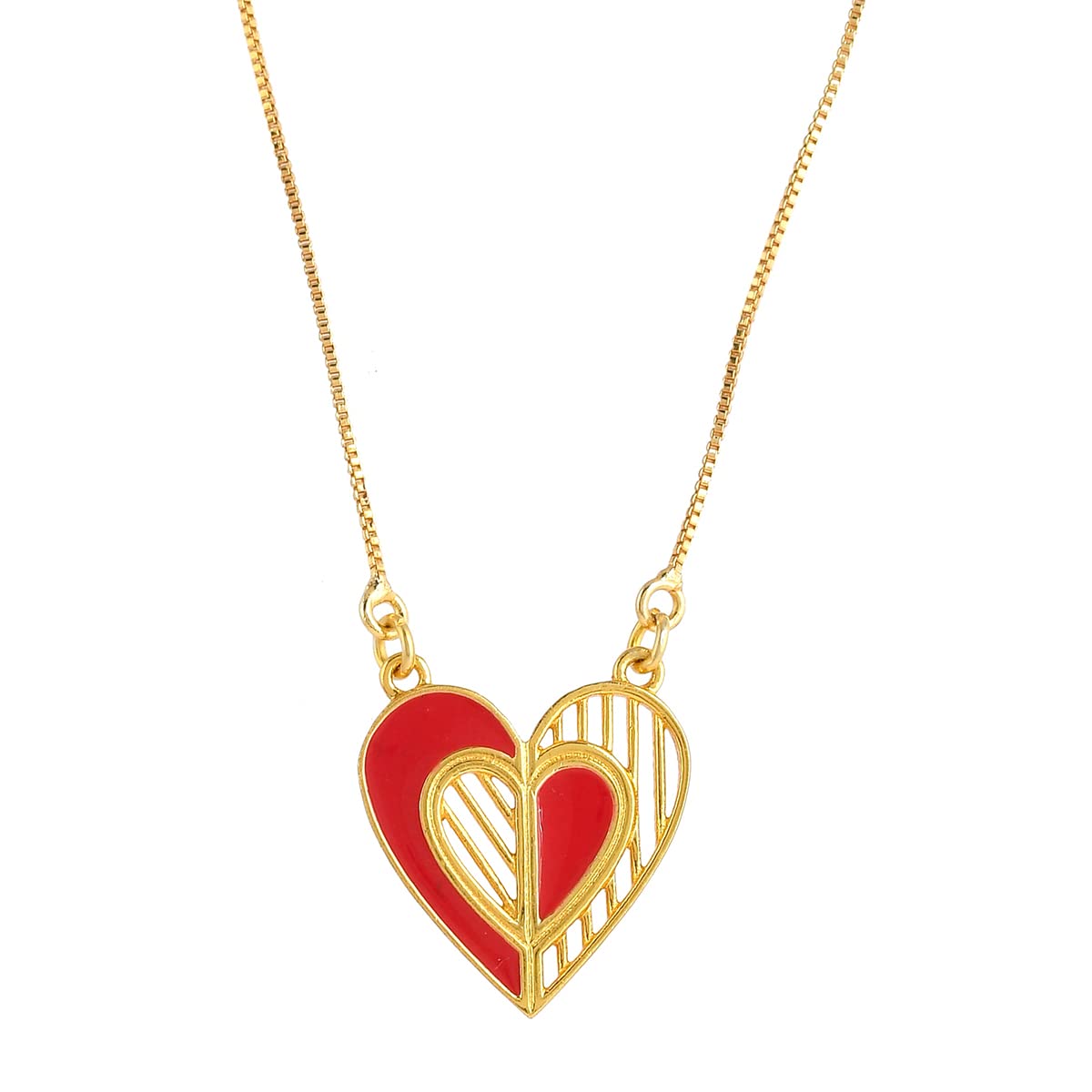 Edgy Hearts Pendant Set - Black and Silver